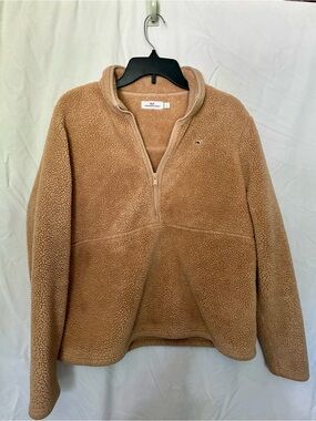 Vineyard Vines Tan Sherpa Half-Zip Pullover